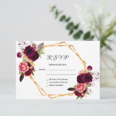 RSVP-trouwbloemen met vuurgekleurd roos goudwit RSVP Kaartje (Staand voorkant)