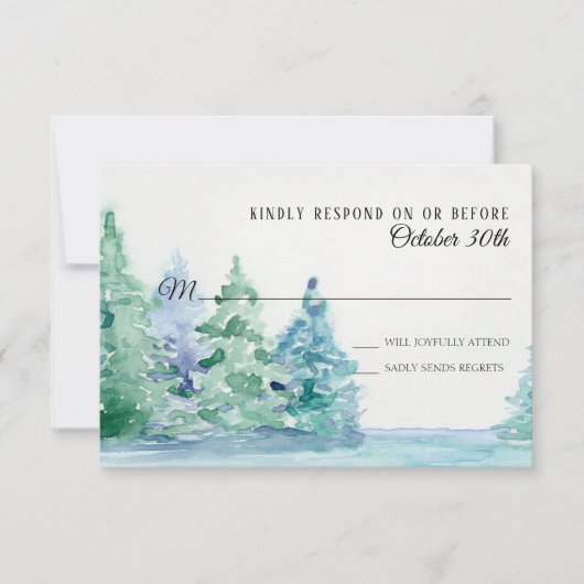RSVP Trouwdag Blauwe Meer met Bergdennen Kaart (Voorkant)