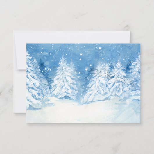 RSVP Trouwdag Winter Woud Besneeuwde Bomen Waterve Kaart (Achterkant)