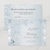 RSVP Trouwdag Witte Zilveren Blauwe Rozen Sneeuwvl Kaart (Voorkant / Achterkant)