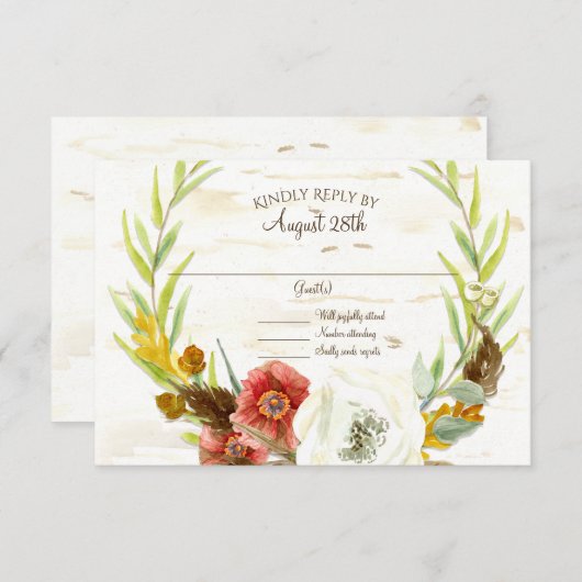 RSVP Trouwkrans Boho Feather Berk Bark Bladeren (Voorkant / Achterkant)