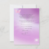 RSVP Trouwroze Lila Ringen Vlinder Kaart (Achterkant)