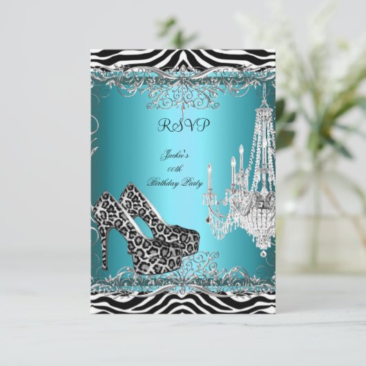 RSVP Turquoise bleu Zèbre Empreinte de léopard Cha (Debout devant)