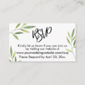 RSVP Typografie Groen gebladerte Trouwinzetstuk Ka Informatiekaartje (Voorkant)