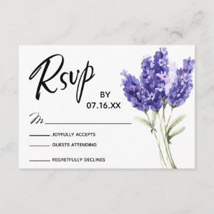 RSVP Typografie, Lavendel Waterverf Flowers
