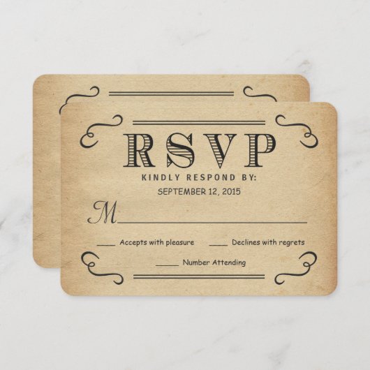 RSVP Typografie Rustic Wedding Reply (Voorkant / Achterkant)