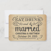 RSVP Typografie Rustic Wedding Reply (Achterkant)