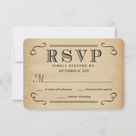 RSVP Typografie Rustic Wedding Reply (Voorkant)