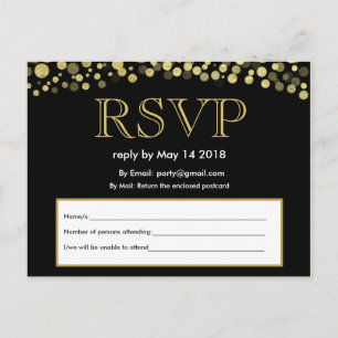 RSVP-uitnodiging voor briefkaart zwart en goud