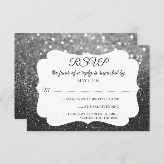 RSVP Uw dag Glitter Fab Black Silver (Voorkant / Achterkant)