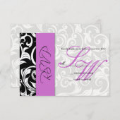 RSVP van Black and Paars Swirl Wedding (Voorkant / Achterkant)