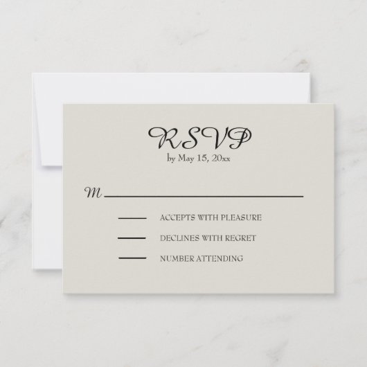 RSVP van crème en bruin Rustic Wedding Kaartje (Voorkant)