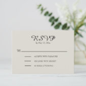 RSVP van crème en bruin Rustic Wedding Kaartje (Staand voorkant)