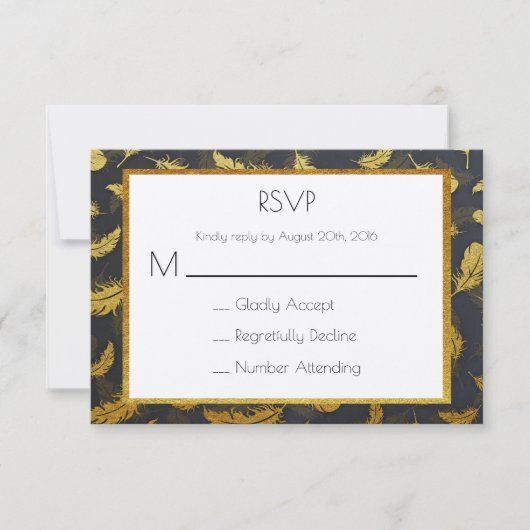 RSVP van elegant en zwart-wit en goudkoorts (Voorkant)