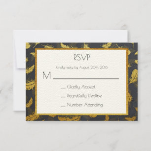 RSVP van elegant en zwart-wit en goudkoorts Kaartje