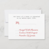 RSVP van Red Retro Trailer & Bunting Wedding RSVP Kaartje (Achterkant)