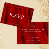 RSVP van rode zijde en gouden bruiloft