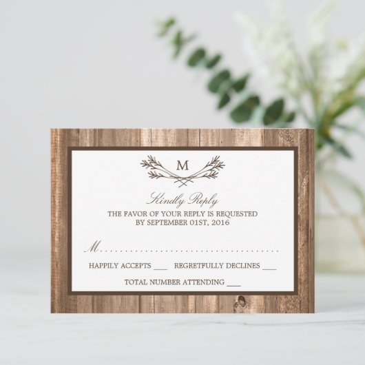 RSVP van Rustic Monogram van het land (Staand voorkant)