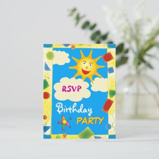 RSVP - VERJAARDAGSFEEST UITNODIGING BRIEFKAART (Staand voorkant)