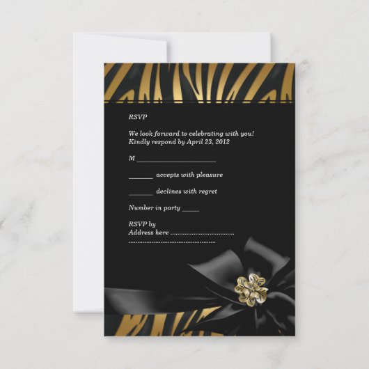 RSVP Verjaardagsfeest Zebra Leopard Gold Elegant (Achterkant)