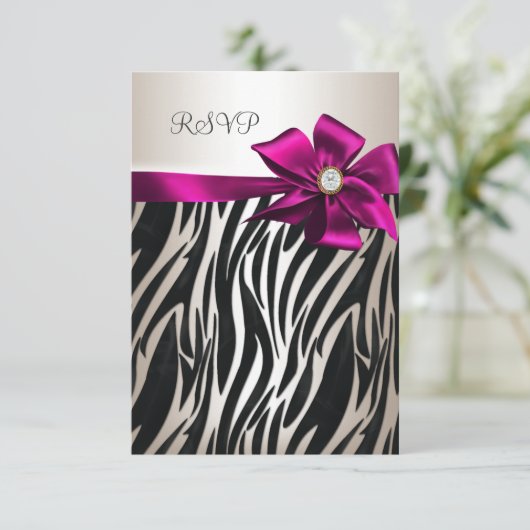 RSVP Verjaardagsfeest Zebra Wit Crème Zwart Roze (Staand voorkant)