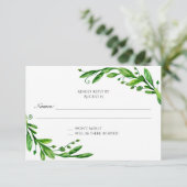 Rsvp vert. Carte de réponse verte. Mariage de jard (Debout devant)