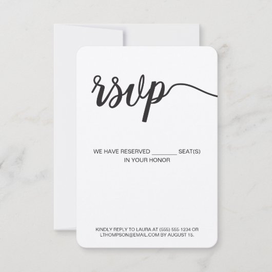 RSVP vertical sans envoi Réservé Siège Rustique (Devant)