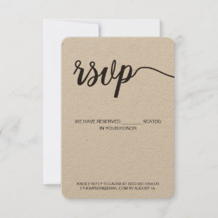 RSVP vertical sans envoi Réservé Siège Rustique