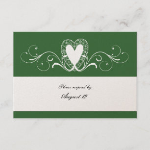 Rsvp victorien vert de dentelle de coeur avec des