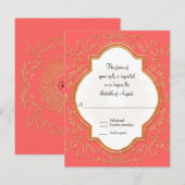 RSVP Vierlobbig kader met script en krul, goud gli Kaartje (Voorkant / Achterkant)