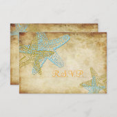 RSVP VINTAGE BLUE STARFISH MARIAGE INVITATIONS (Devant / Derrière)