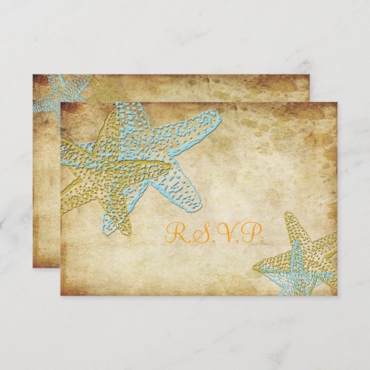 RSVP VINTAGE BLUE STARFISH MARIAGE INVITATIONS (Devant / Derrière)