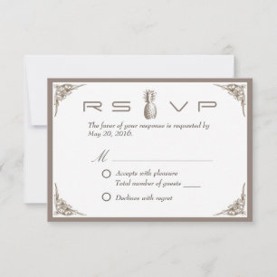 RSVP   Vintage Pineapple Élégant Mariage Réponse
