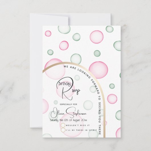 RSVP | Vivante bulles rose et vert (Devant)