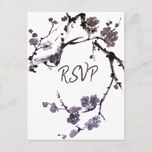 RSVP voor pruimenbloesem sumie met maaltijdkeuze Uitnodiging Briefkaart