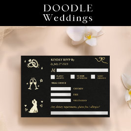 RSVP vriendelijk antwoord Folie Doodle Reageer beh Uitnodiging