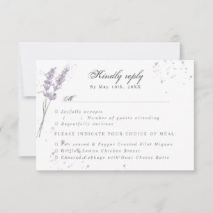 RSVP w choix de repas aquarelle lavande rsvp