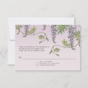 RSVP w menu Art Wisteria Floral Kaart
