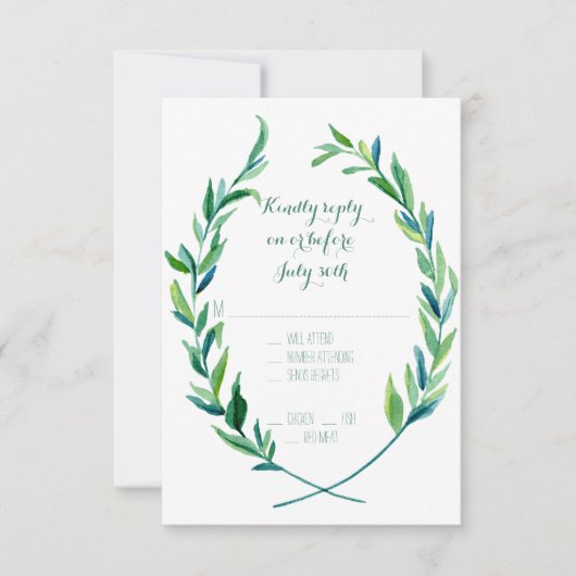 RSVP w Menu Laurel Wreath Olive Leaf Branche Moder (Devant)