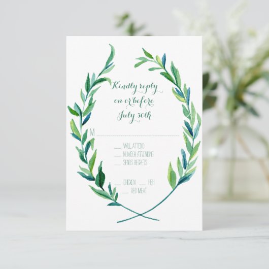 RSVP w Menu Laurel Wreath Olive Leaf Branche Moder (Debout devant)