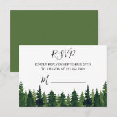RSVP Waterverf groene bomen Kaartje (Voorkant / Achterkant)