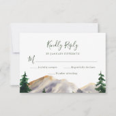 RSVP Waterverf Rustic Mountains Green Wedding (Voorkant)