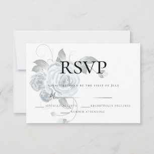 RSVP Waterverf stoffig blauwe bloem bruiloftszil Kaartje
