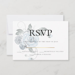 RSVP Waterverf stoffig blauwe bloemige bruiloft Kaartje