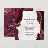 *~* RSVP Website AGATE AR13 Gold Maroon Wedding Kaart (Voorkant / Achterkant)