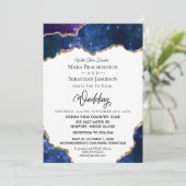 *~* RSVP Website - AGATE Blue AR13 Wedding Kaart (Staand voorkant)