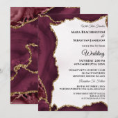 *~* RSVP Website AGATE Gold Maroon AR13 Wedding Kaart (Voorkant / Achterkant)