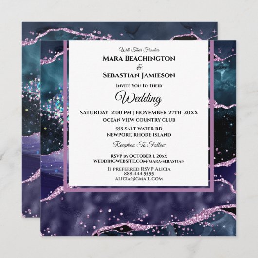*~* RSVP website AGATE sterren Paarse AR13 bruilof Kaart (Voorkant / Achterkant)