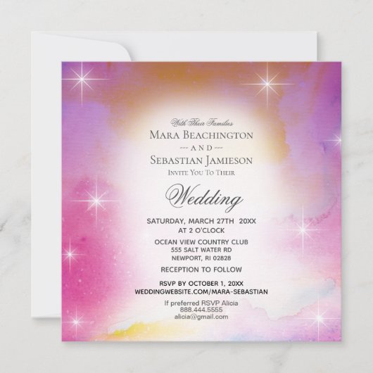 *~* RSVP Website Kosmos Nevel Hemelse Huwelijk Kaart (Voorkant)