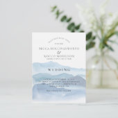 RSVP-website over blauwe Waterverf bruiloft Briefkaart (Staand voorkant)